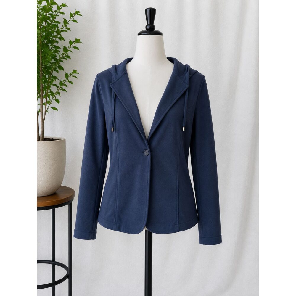 Cable & Gauge Studio Women’s Blue Hooded Blazer Jacket Size M NWT Casual
